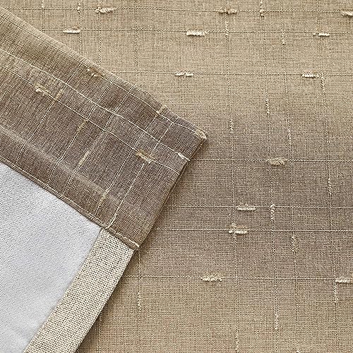 jinchan Linen Sheer Valance Double Layer Leaf Embroidered Kitchen Curtain 18 Inch Beige N884706
