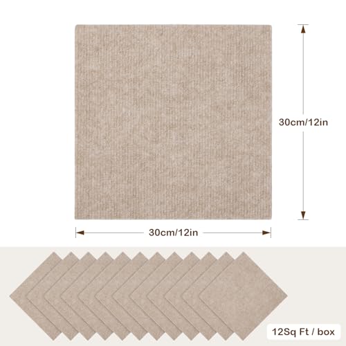 12" x 12" Dark Grey 12 Pack Self Adhesive Carpet Floor Tiles H674