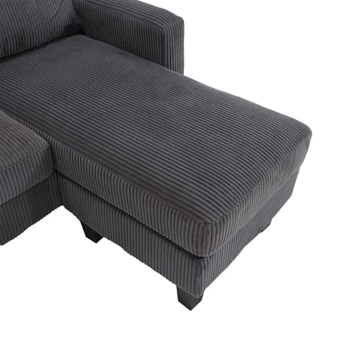 Modern Velvet L-Shaped Sofa with Reversible Chaise and Ottoman B25676