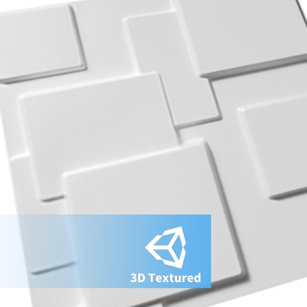 Art3d Decorative 3D Wall Panel, 32 Sq.Ft PVC White S699512
