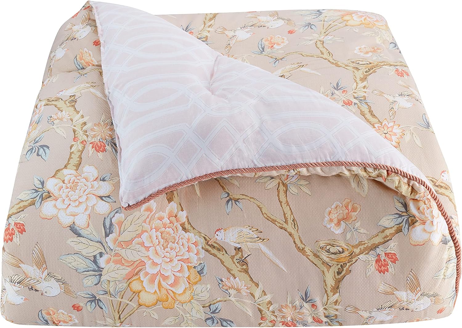 Waverly Peony Gardens 4 Piece Cotton Comforter Set Queen, Taupe K3105
