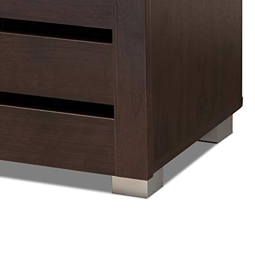Baxton Studio Adalwin 3-Door Shoe Storage Cabinet, Dark Brown D4034
