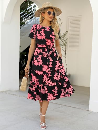 Lyrur Women's Casual Summer Tiered Midi Sundress with Pockets G20123