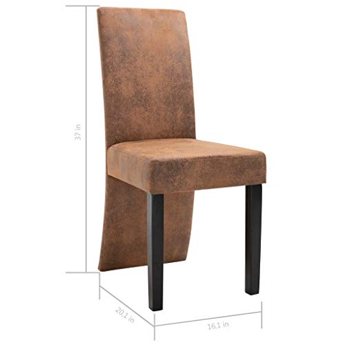 Dining Chairs PU Leather Kitchen Chair with Solid Wood Legs Brown 4 pcs G4050