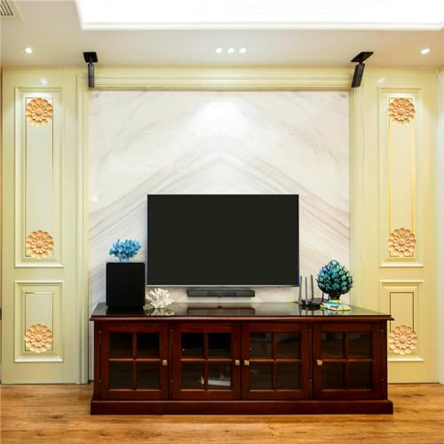 4Pcs Round Wood Appliques for Furniture Cabinet Door Wall Decoration 18.8x8cm V92452
