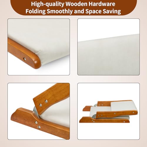 HollyHOME Floor Chair with Back Support Foldable Japanese Tatami Chair Beige F11303
