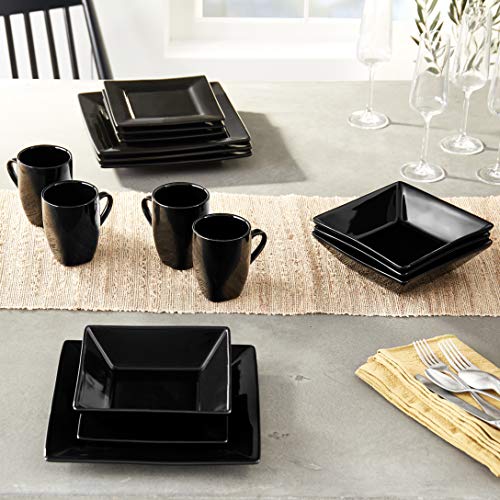 10 Strawberry Street Nova Square 45 pc Dinnerware Set, Black W525592