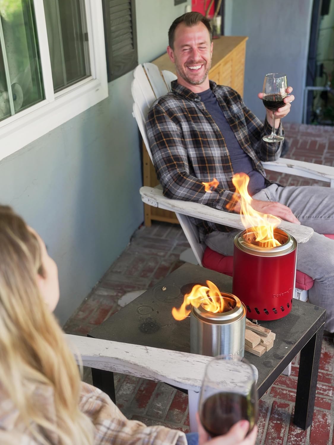Tabletop Fire Pit 8.7" Smokeless with Travel Bag, Portable Camping Stove, Silver Stainless Steel H2645