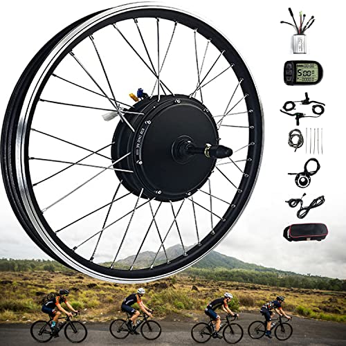 E-Bike Conversion Kit Electric Bike Conversion kit 20, 24, 26, 27.5, 28, 29, 700c inch Front Wheel hub Motor kit Motor Control LCD Display Brushless Motor hub,48V/1500W-26inch
