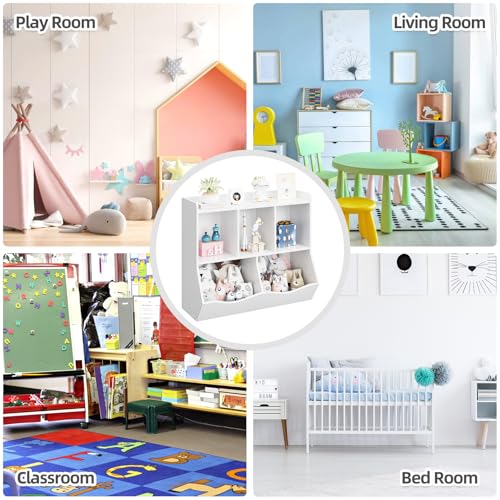 Kids Bookshelf and Bookcase Toy Storage with Cubby Organizer F247