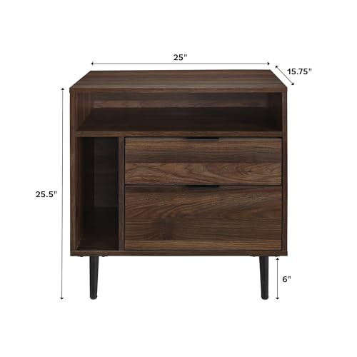 Walker Edison Modern Wood Nightstand with Drawer and Shelf, 25 Inch, Slate Grey V68603