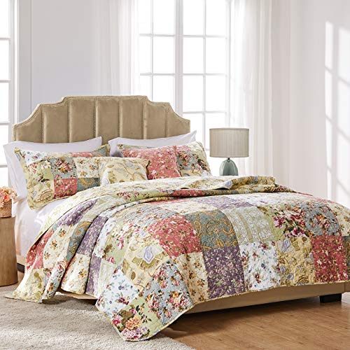 Greenland Home Blooming Prairie Quilt Set, Full/Queen (3 Piece), Multicolor/Assorted, 3 Count