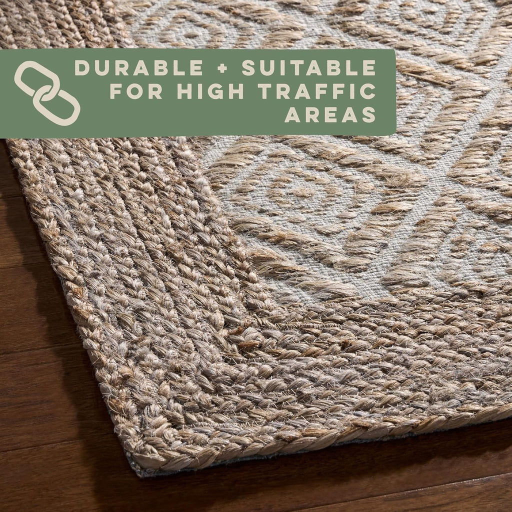 TOWN & COUNTRY TERRA Nalani Textured Diamond Hand-Knotted Jute Area Rug, Brown, 6'x9' Y381