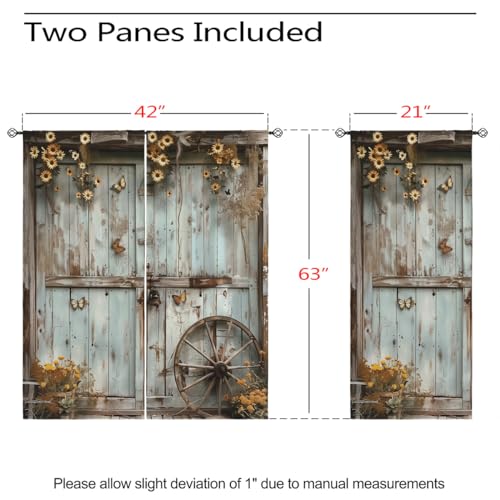 Rustic Barn Door Blackout Curtains for Kids Bedroom, Farmhouse Grommet Thermal Drapes, 42 x 45 Inch L746084