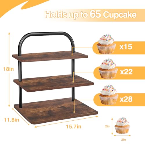 3 Tier Square Wood Cupcake Stand for 50 Cupcakes Y487942