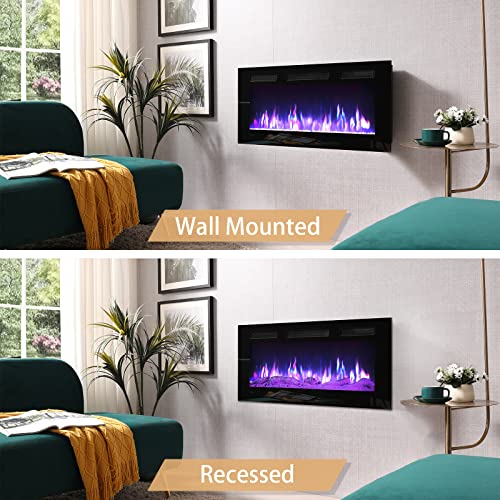 Efiretric Grace 50" W 3 in 1 Electric Fireplace EF451, Freestanding, Wall Mounted, Recessed, Remote Control O5770