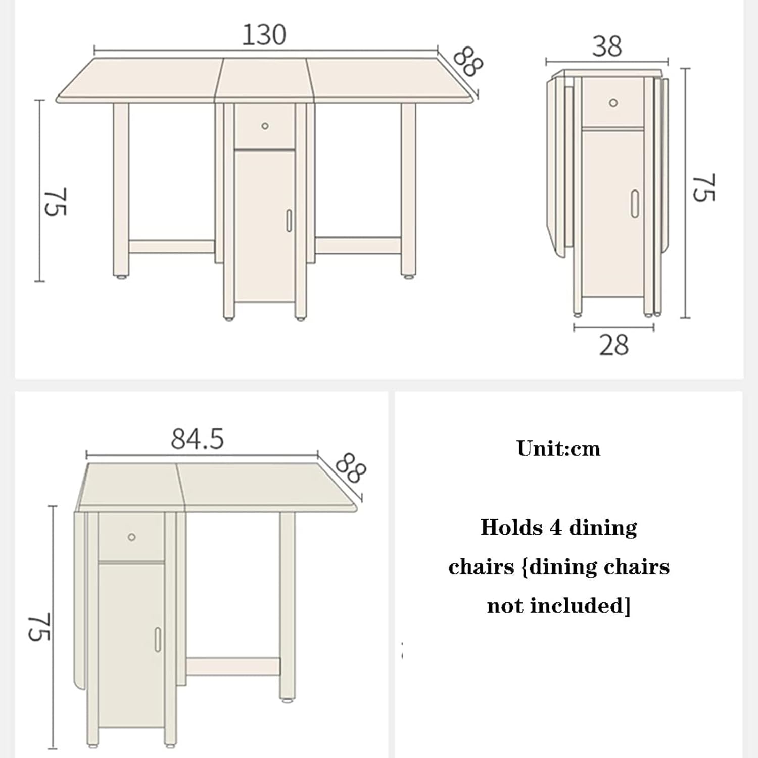 Solid Wood Drop Leaf Folding Dining Table V270