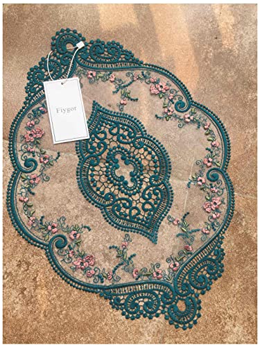 2 Pack 12x18-in Retro Lace Placemats, French Crochet Doilies, Black N318