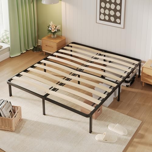 Foldable Bed Frame Heavy Duty Metal Platform Bed Frame Narrow Twin Size Bed Frame Underbed Storage 14 Inches High Bed Frame No Box Spring Needed Black Sturdy Steel Bed Frame