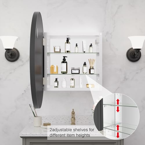 HOMECOOKIN Farmhouse Gold Metal Framed Recessed Bathroom Medicine Cabinet with Beveled Mirror 16x24 inch S71146