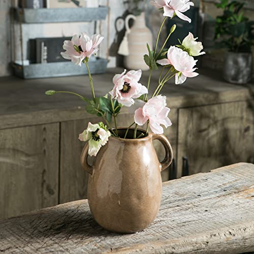 Brown Ceramic Vase with Big Handles for Home Decor U7056