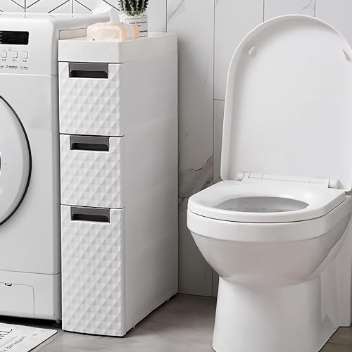 Small Bathroom Storage Cabinet Narrow Slim Organizer Side Corner Unit 2 Drawers G637
