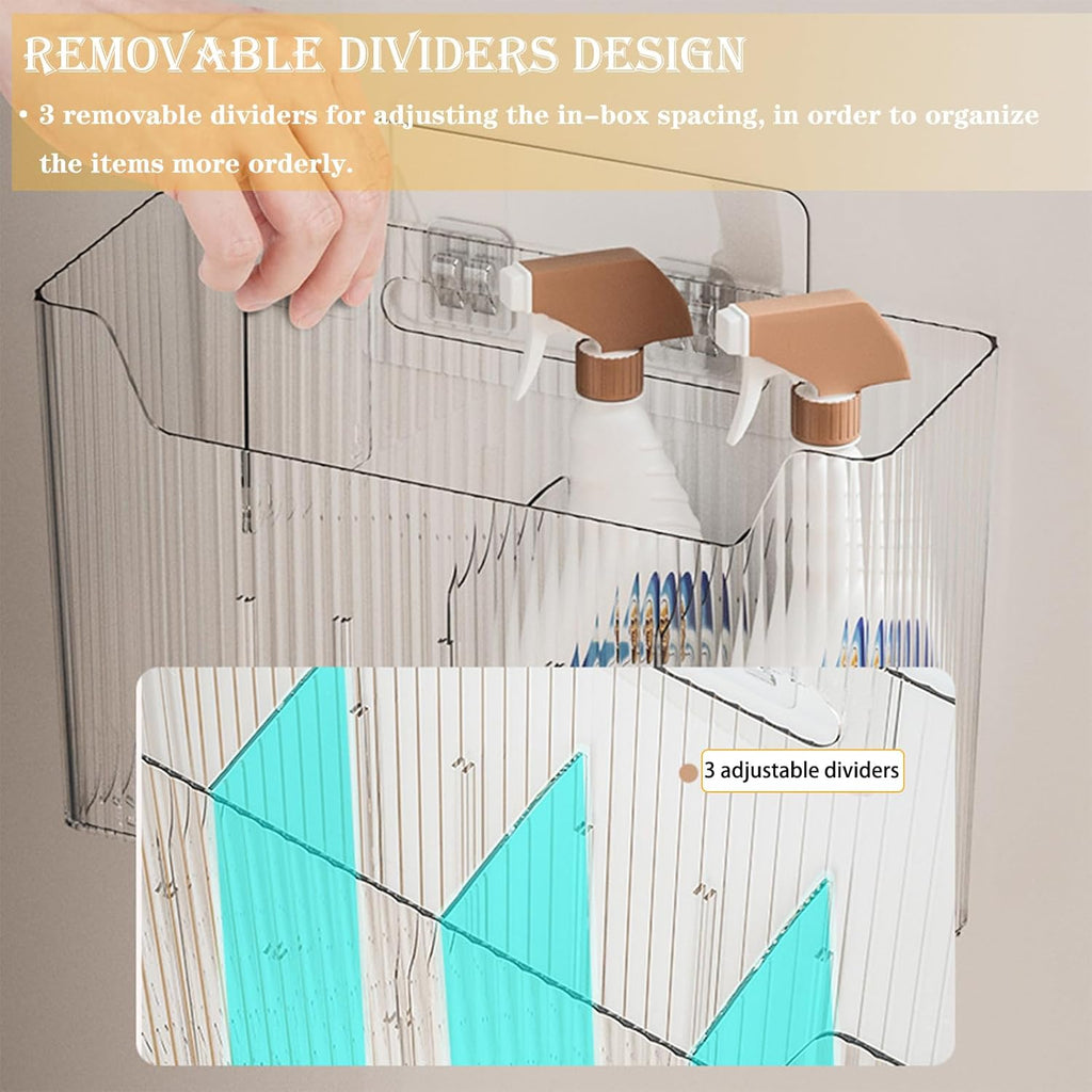 2 Pack Adhesive Cabinet Door Organizer, Wall Mounted Storage Bins for Narrow Space, Clear V226