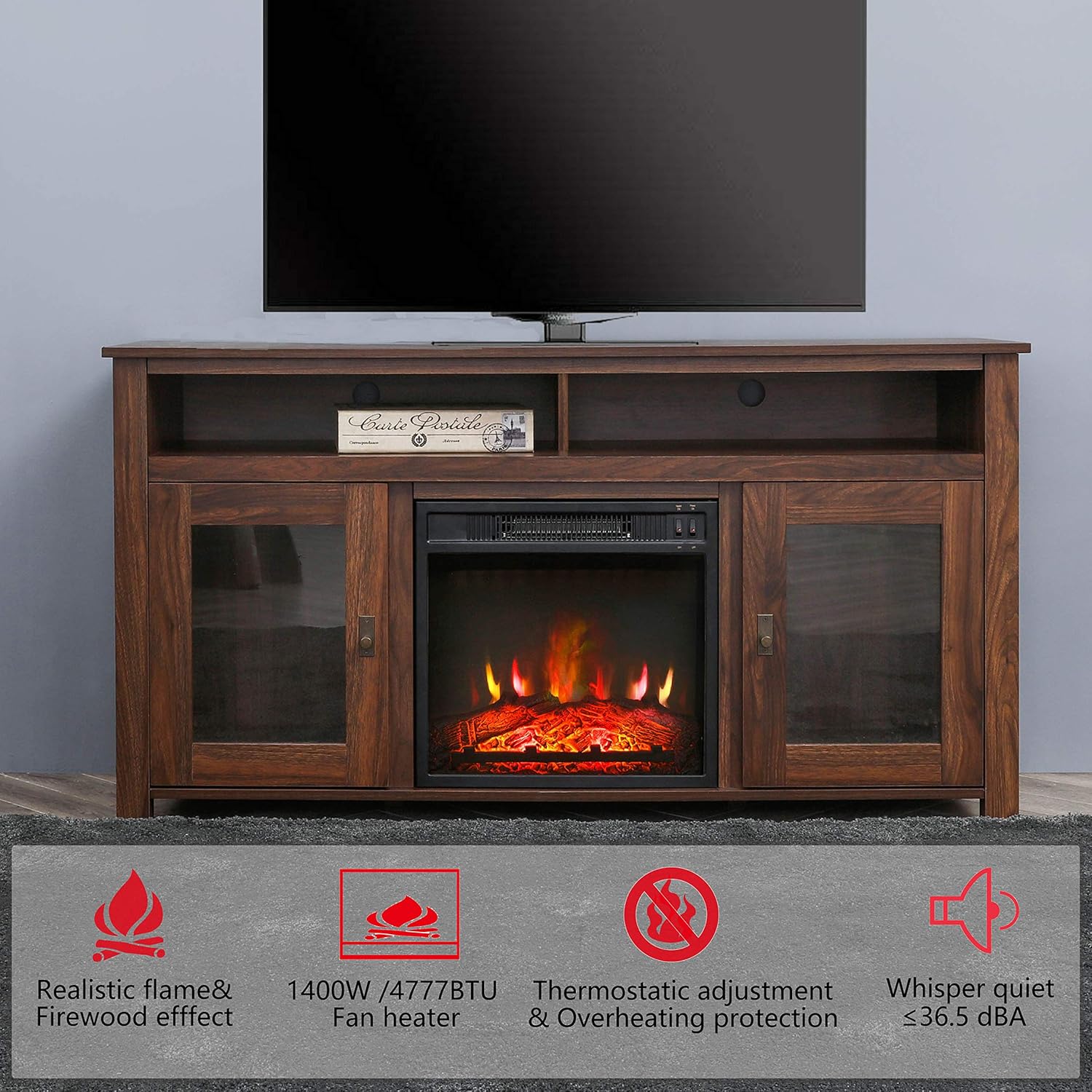 Rustic Electric Fireplace TV Stand for TVs up to 60" S392627