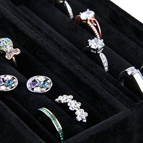 Velvet Jewelry Tray Ring Organizer 2PCS Black Y635