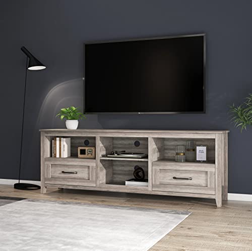 70" Farmhouse TV Stand with 2 Drawers and 4 Storage Compartments W600311