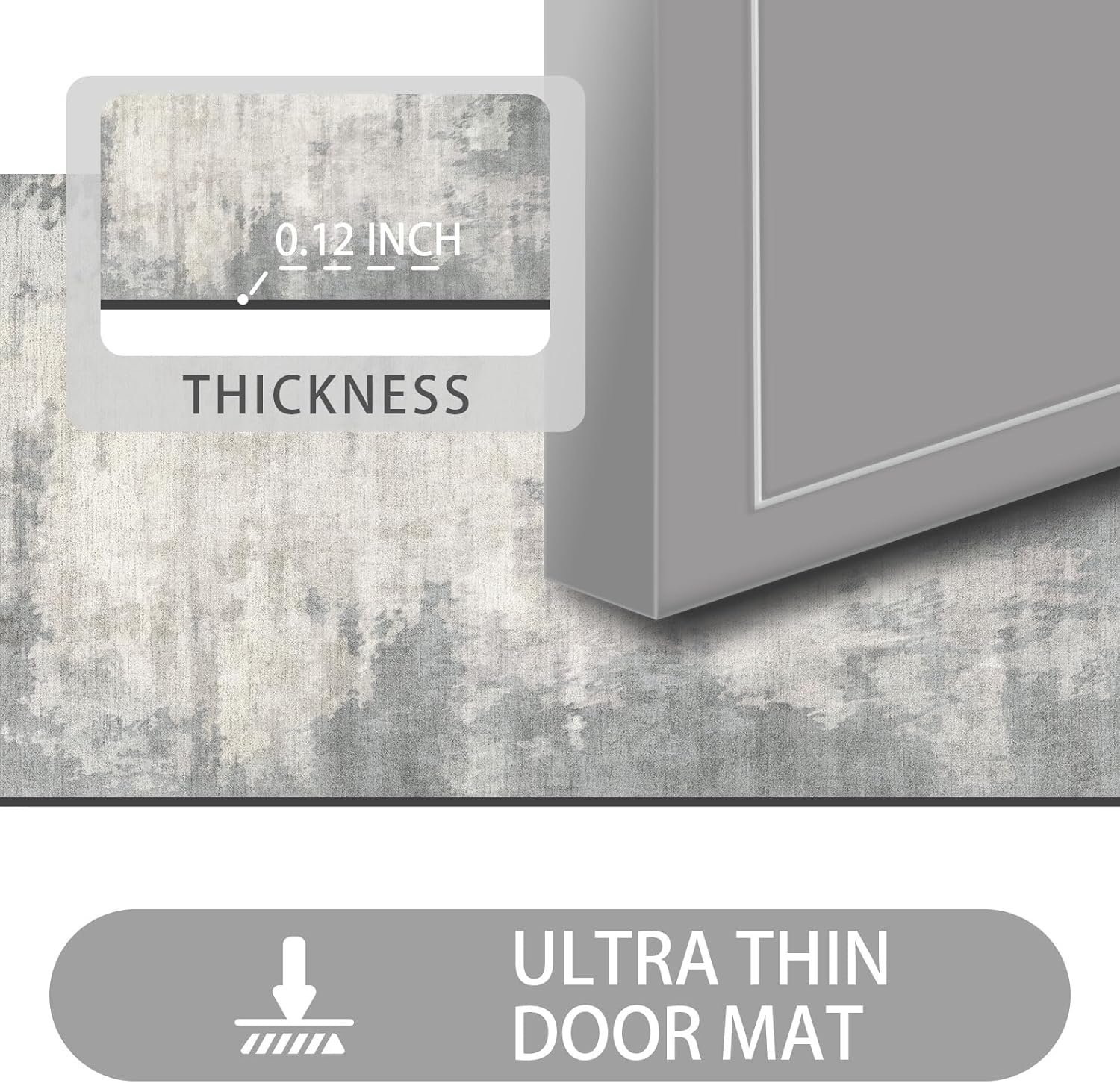 Thin Door Mats for Inside Entry, Non-Slip Low Profile Rubber Floor Mat 47" x 31" E120353