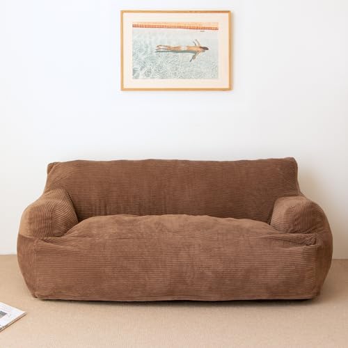 N&V Giant Twin Size Bean Bag Sofa with Removable Cover, Brown Z40299