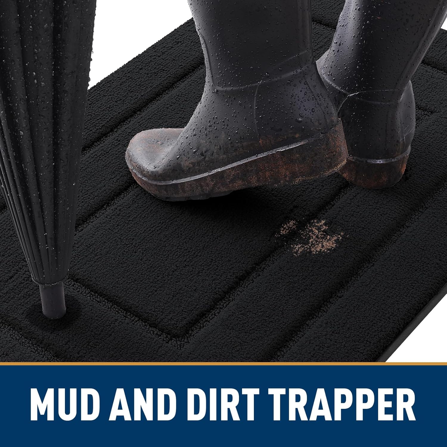 smiry Door Mat Indoor Entrance, Absorbs Moisture and Dirt, 30x20 Inches, Black K967899
