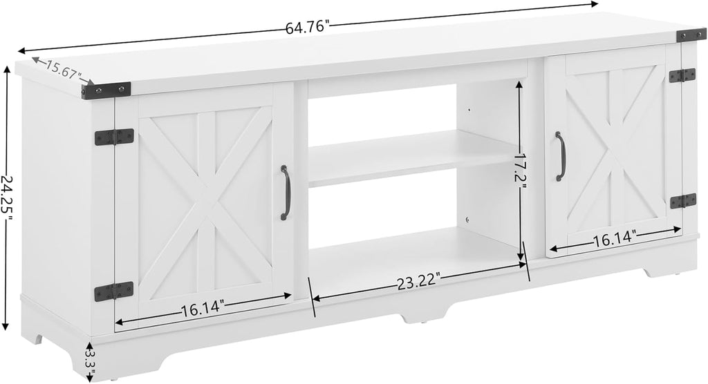 HOUAGI Modern Farmhouse Fireplace TV Stand for TVs Up to 70" White B251