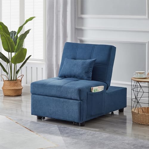 Linen Fabric Sleeper Chair Bed with Adjustable Backrest and Pillow I239644