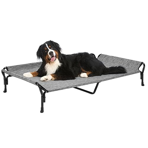 Veehoo Medium Elevated Dog Bed, Guardrail, Non-Slip, Chewproof, Washable & Breathable Teslin Mesh, Brown