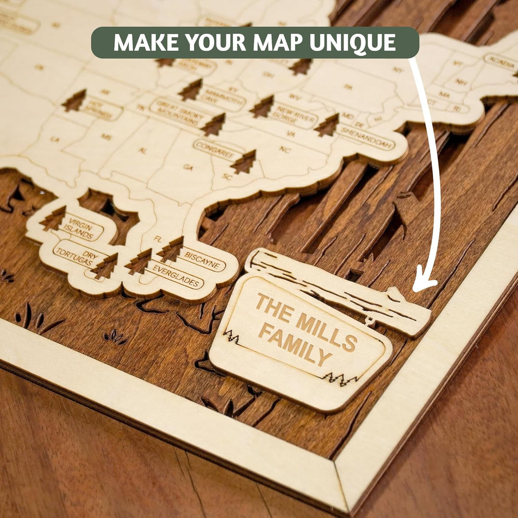 Personalized US National Parks Map Wall Art P6385