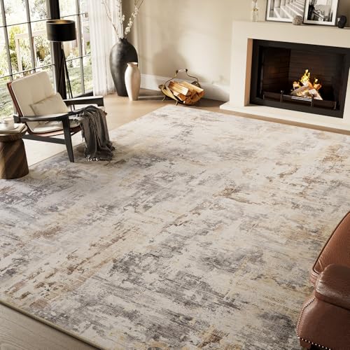 tchido Area Rug 8x10 Rugs for Living Room Modern Abstract Rug Washable Foldable Rug Non Slip Area Rug for Living Room Bedroom Dining Room Home Office Farmhouse Rugs Light Grey/Blue