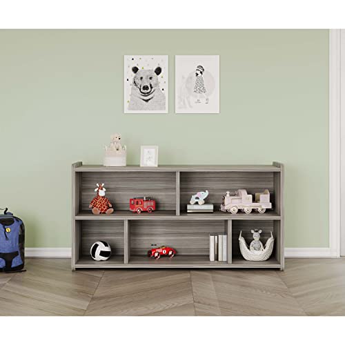 Toddler 5-Compartment Storage Cubby Shelf Wooden Book and Toy Organizer D6502