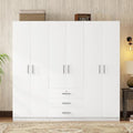 Large Wardrobe Closet 6 Doors, 70.9" W Wooden Wardrobe Cabinet with Big Drawers, Bedroom Armoire Dresser Wardrobe Clothes Organizer (Gray)