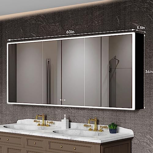 48" Wall Mounted LED Medicine Cabinet with Mirror, Defogger & USB Y18036