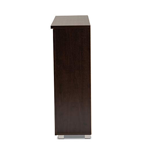 Baxton Studio Adalwin 3-Door Shoe Storage Cabinet, Dark Brown D4034