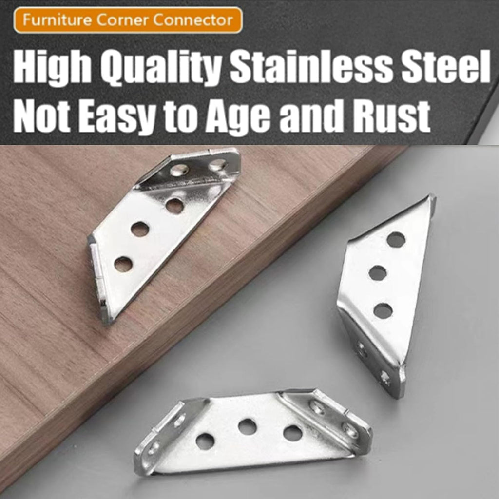 10 Pack Stainless Steel Furniture Corner Connector with Screws F9513