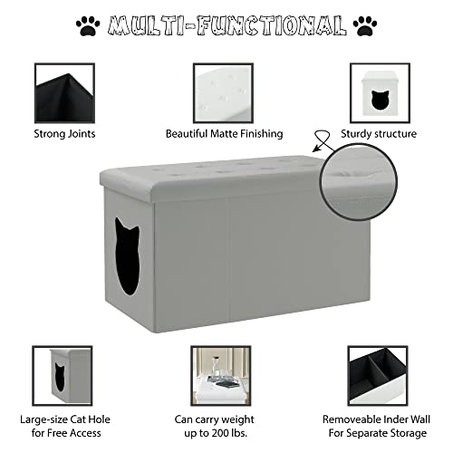 Cat Litter Box Enclosure Hidden Bench Ottoman Grey A121