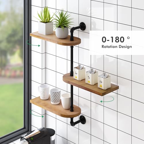 3-Tier Rotating Window Plant Shelf, Wooden Indoor Plant Stand M610