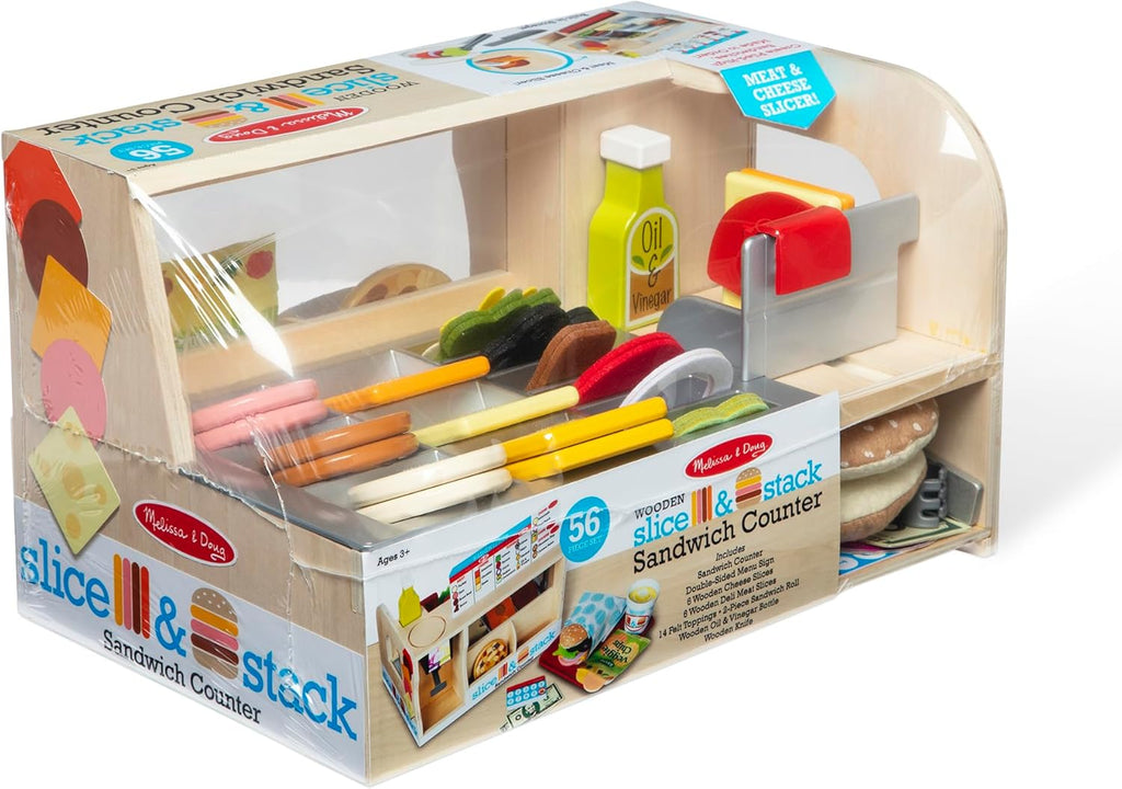 Melissa & Doug Wooden Slice & Stack Sandwich Counter with Deli Slicer M8390