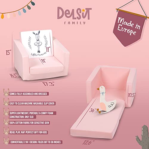 Delsit Fold Out Toddler Chair with Removable Cotton Cover, Skater Bear Q14016