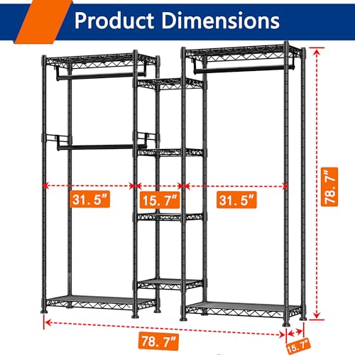 Heavy Duty Wire Garment Rack, Free Standing Metal Clothes Rack (Silver) B946151