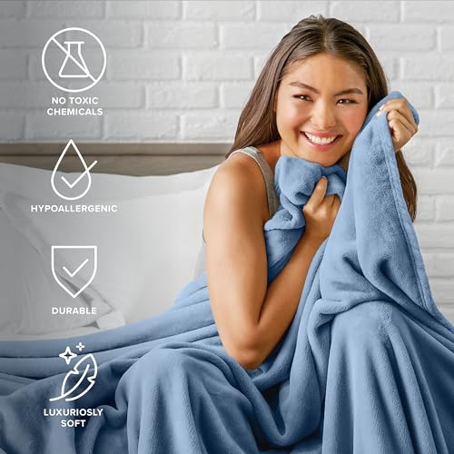 Bare Home Fleece Blanket Twin/Twin XL Emerald Microplush I32439