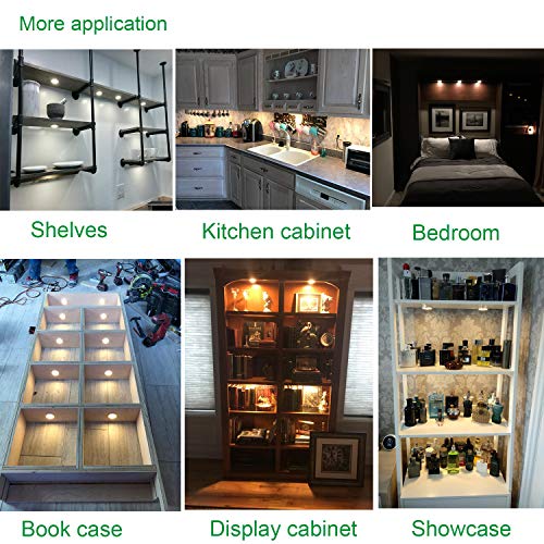 AIBOO Kitchen Under Cabinet LED Puck Lights 8 Pack Dimmable with Remote 6000K F601